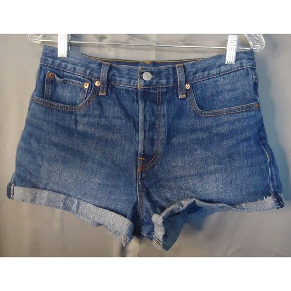 Levi's White Oak Cone Denim Button-Fly Jean Shorts Size 31 Cuffed Medium Wash - Picture 2 of 11